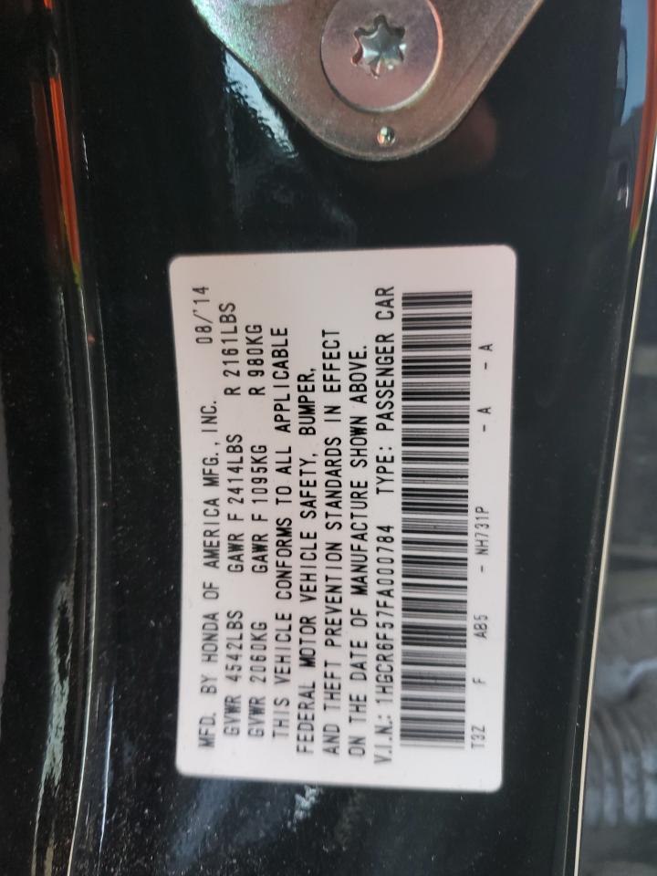 2015 Honda Accord VIN 1HGCR6F57FA000784 Copart auction photo, front end / rear end damage thumbnail 12