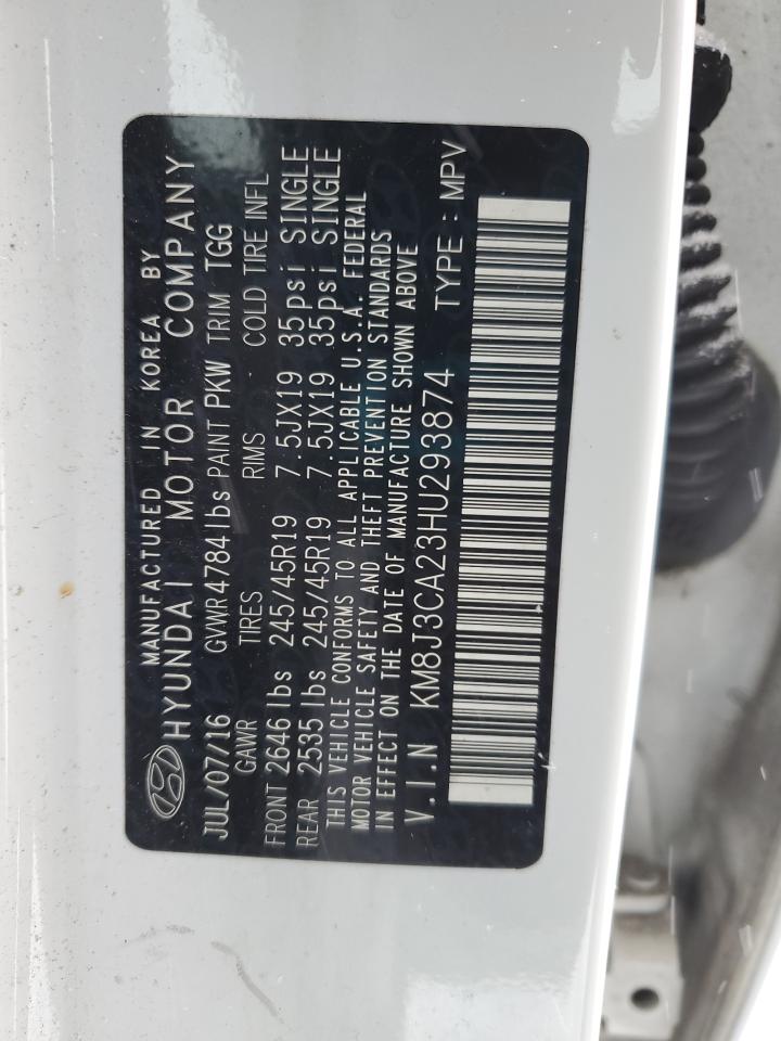2017 Hyundai Tucson VIN KM8J3CA23HU293874 Copart auction photo, front end damage thumbnail 16