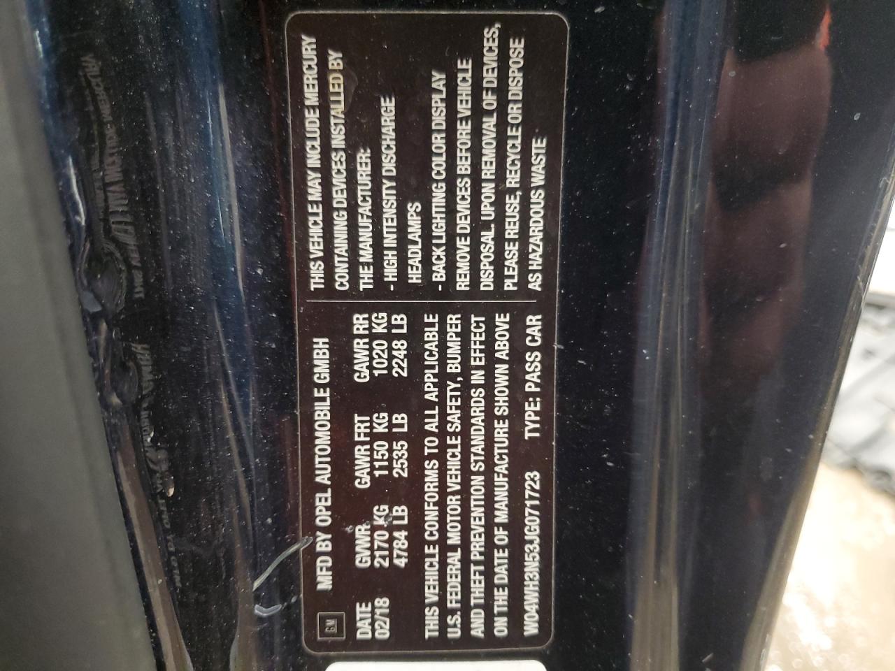 2018 Buick Cascada VIN W04WH3N53JG071723 Copart auction photo, front end damage thumbnail 12
