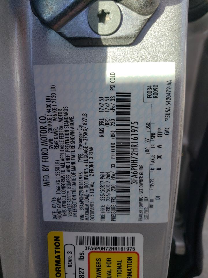 2017 Ford Fusion VIN 3FA6P0H72HR161975 Copart auction photo, front end damage thumbnail 12