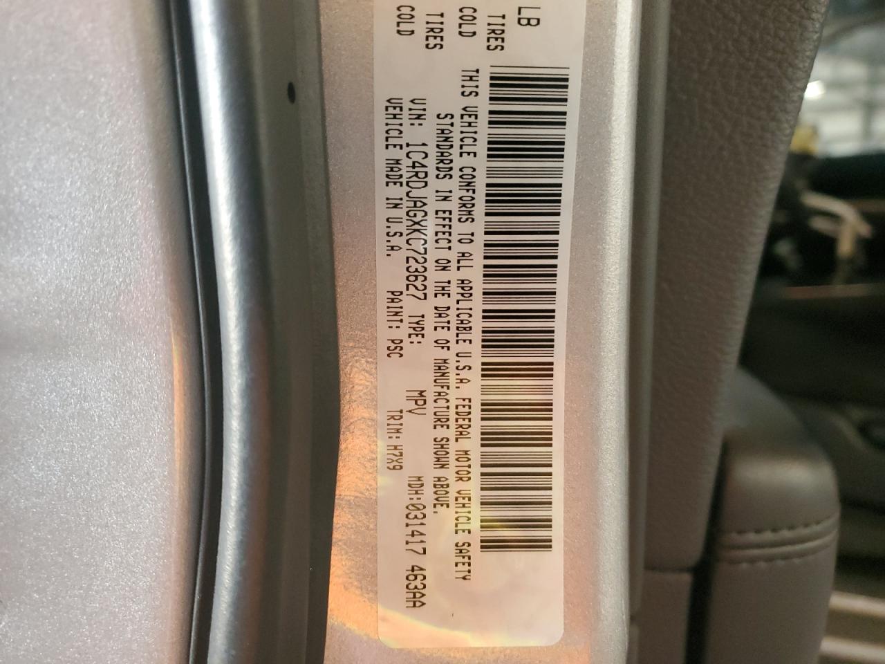 2019 Dodge Durango VIN 1C4RDJAGXKC723627 Copart auction photo, front end damage thumbnail 13