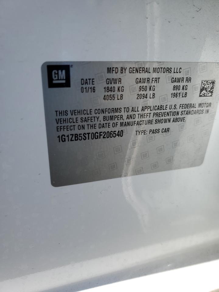 2016 Chevrolet Malibu VIN 1G1ZB5ST0GF206540 Copart auction photo, front end damage thumbnail 14
