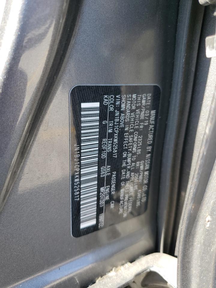 2019 Nissan Rogue VIN JN1BJ1CPXKW525817 Copart auction photo, side damage thumbnail 13