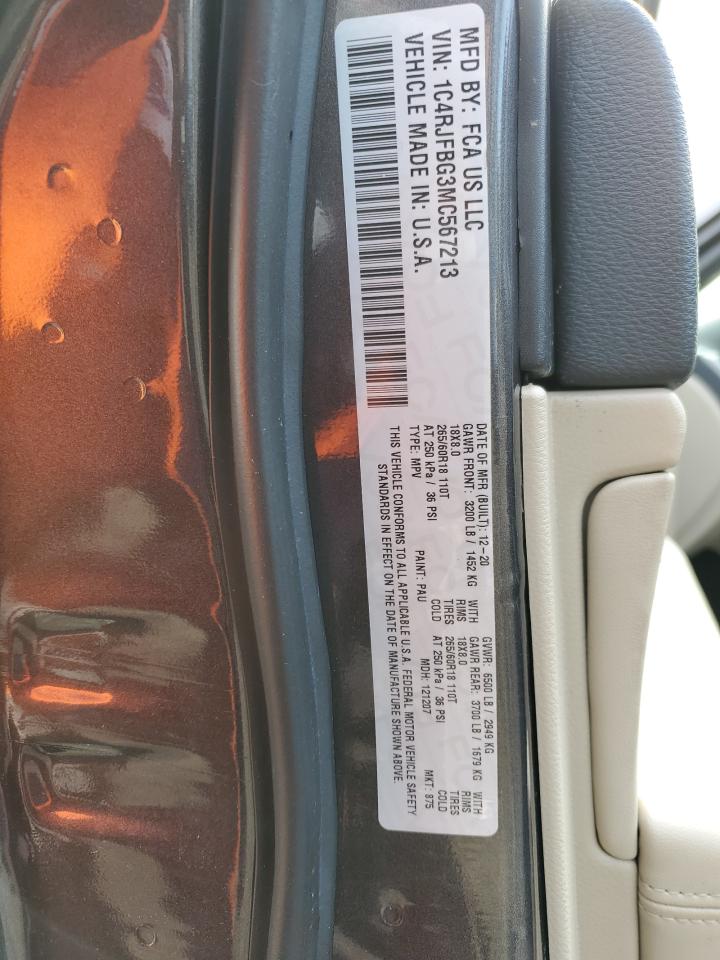 2021 Jeep Grand Cherokee VIN 1C4RJFBG3MC567213 Copart auction photo, front end / minor dent/scratches damage thumbnail 14