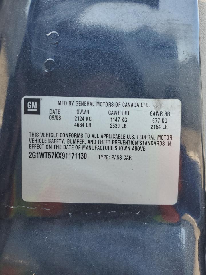 2009 Chevrolet Impala VIN 2G1WT57KX91171130 Copart auction photo, front end / side damage thumbnail 14
