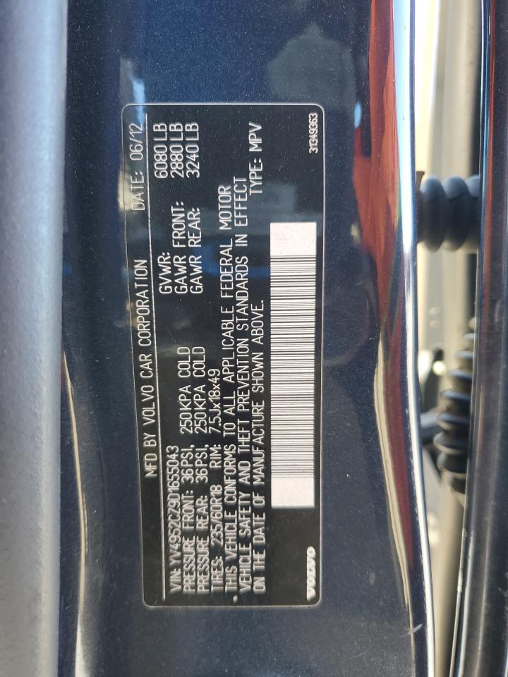 2013 Volvo XC90 VIN YV4952CZ9D1655043 Copart auction photo, rear end damage thumbnail 13
