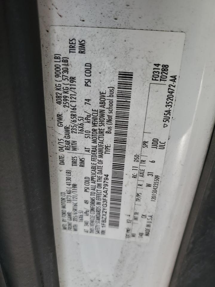 2015 Ford Transit VIN 1FBZX2YG3FKA79794 Copart auction photo, all over / minor dent/scratches damage thumbnail 13