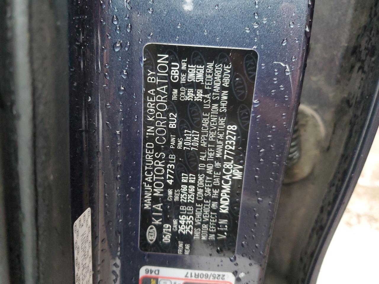2020 KIA Sportage VIN KNDPMCAC8L7723278 Copart auction photo, all over damage thumbnail 12