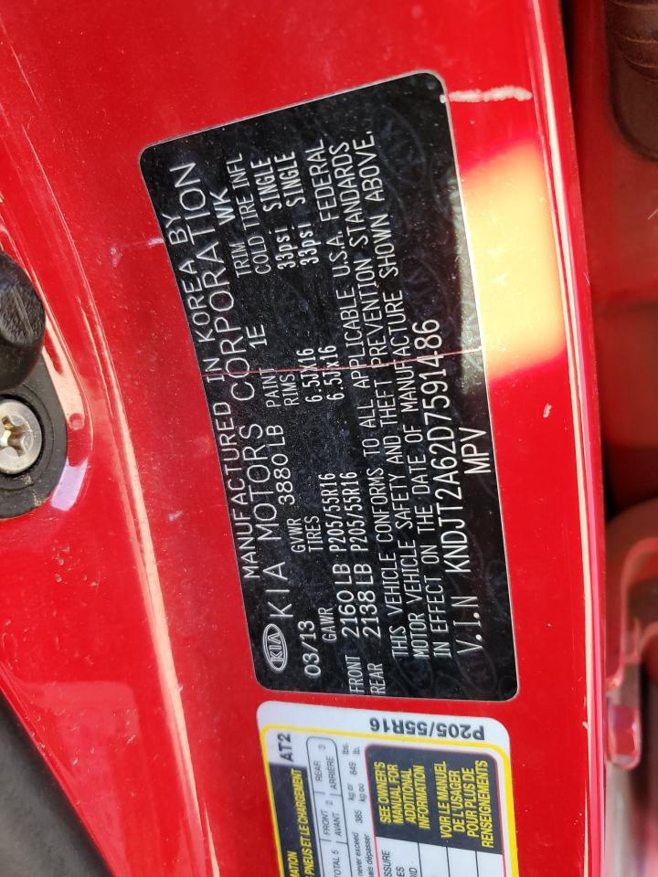 2013 KIA Soul VIN KNDJT2A62D7591486 Copart auction photo, front end damage thumbnail 15
