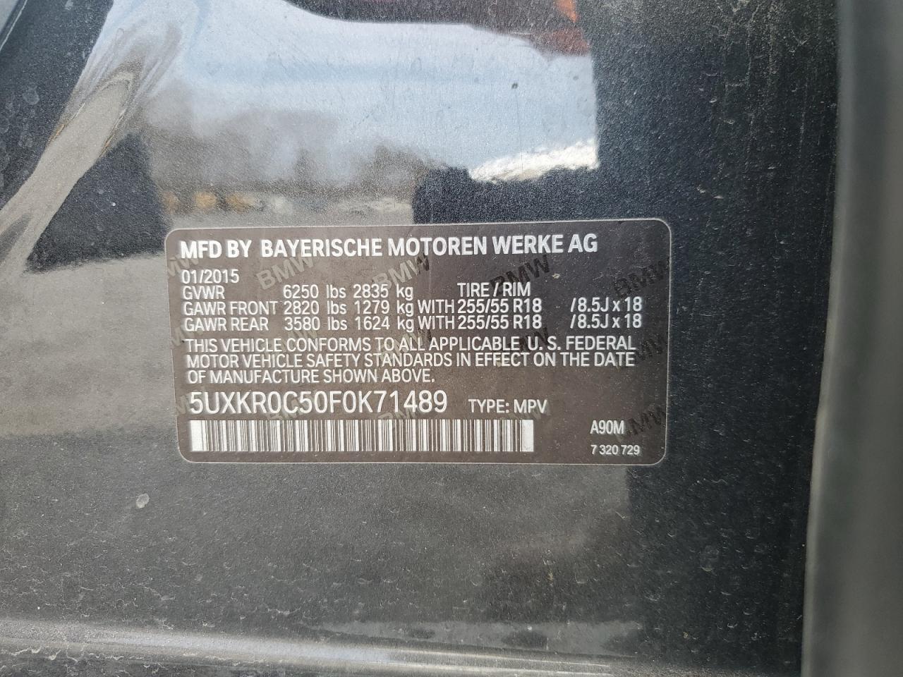 2015 BMW X5 VIN 5UXKR0C50F0K71489 Copart auction photo, normal wear damage thumbnail 13