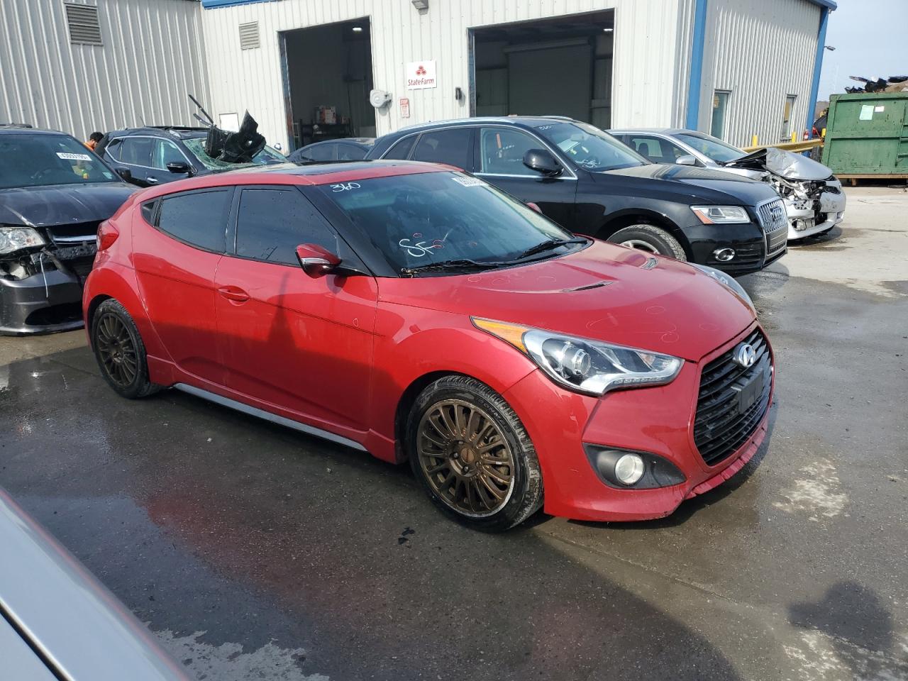 2015 Hyundai Veloster VIN KMHTC6AE7FU236093 Copart auction photo, front end / side damage thumbnail 4