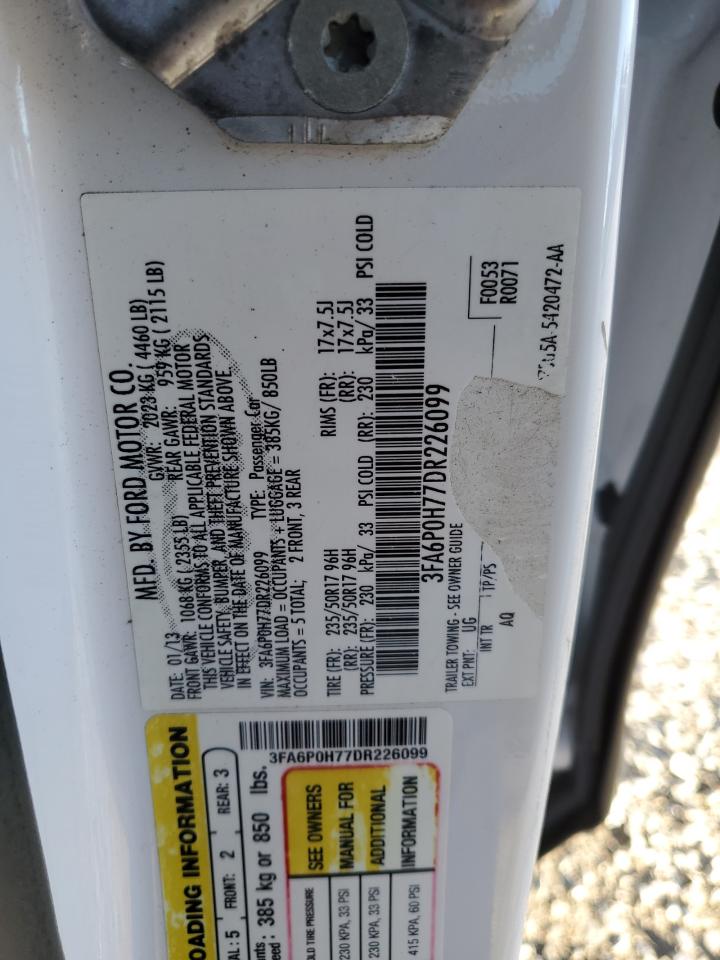 2013 Ford Fusion VIN 3FA6P0H77DR226099 Copart auction photo, rear end / minor dent/scratches damage thumbnail 12