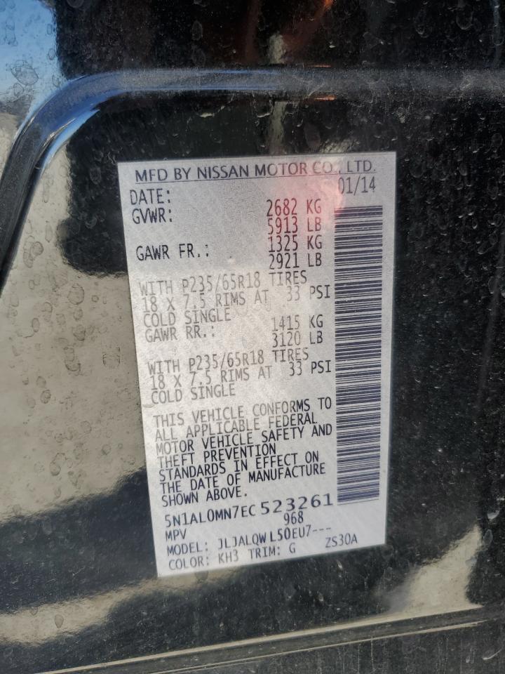 2014 Infiniti QX60 VIN 5N1AL0MN7EC523261 Copart auction photo, minor dent/scratches damage thumbnail 13