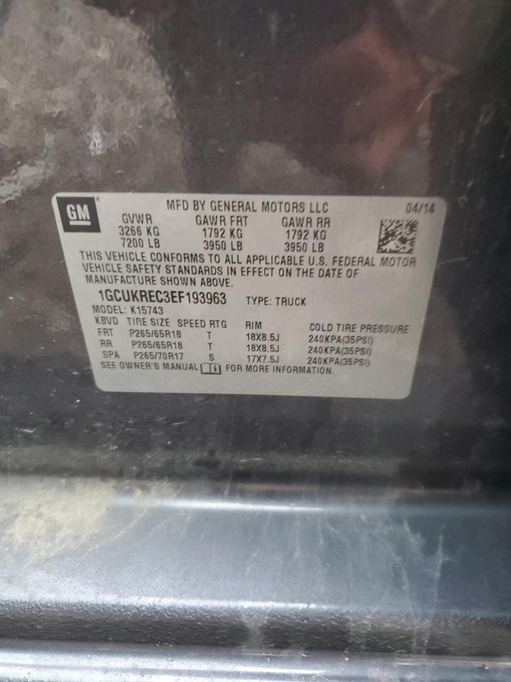2014 Chevrolet Silverado VIN 1GCUKREC3EF193963 Copart auction photo, front end damage thumbnail 13