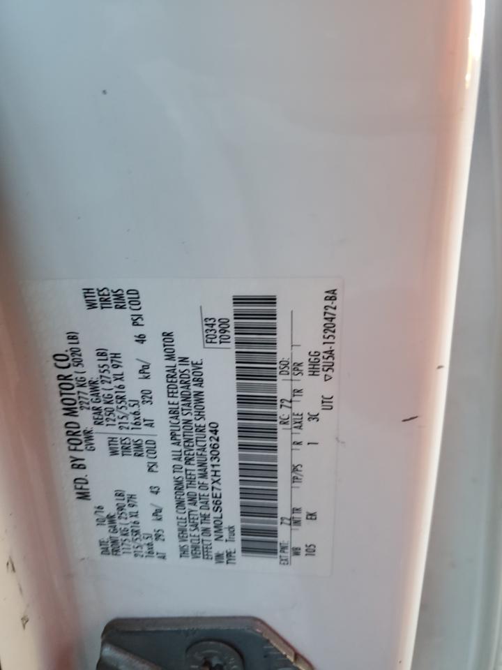 2017 Ford Transit VIN NM0LS6E7XH1306240 Copart auction photo, all over damage thumbnail 14