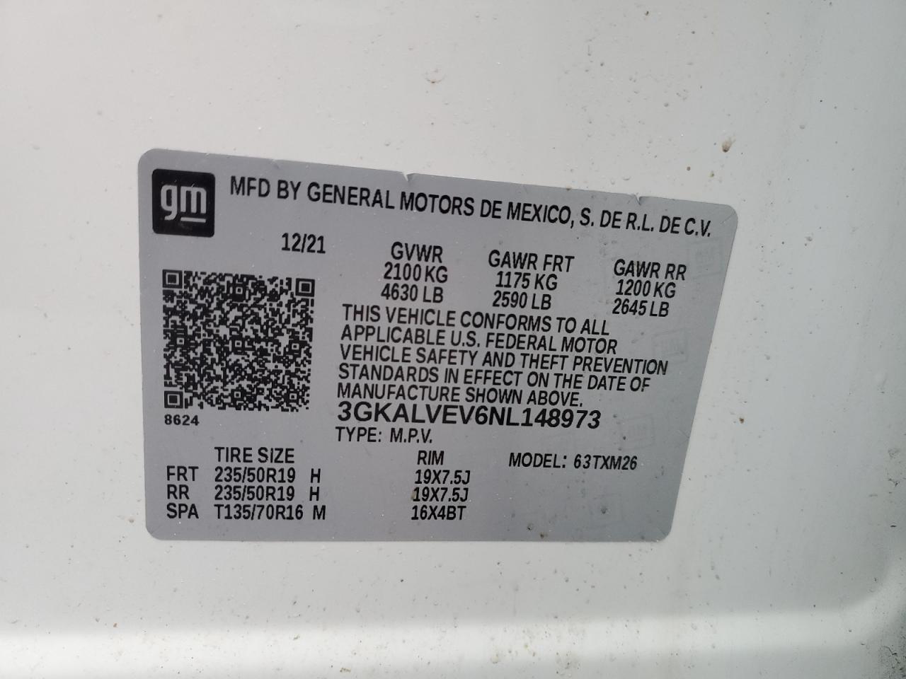 2022 GMC Terrain VIN 3GKALVEV6NL148973 Copart auction photo, front end damage thumbnail 13
