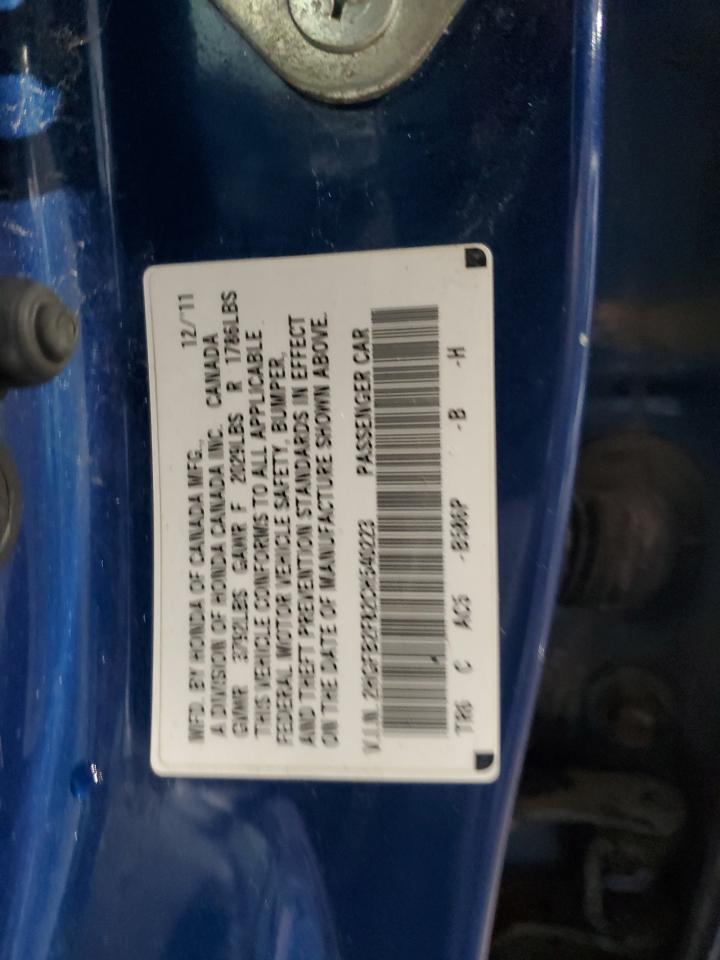 2012 Honda Civic VIN 2HGFB2F82CH540223 Copart auction photo, front end / minor dent/scratches damage thumbnail 13