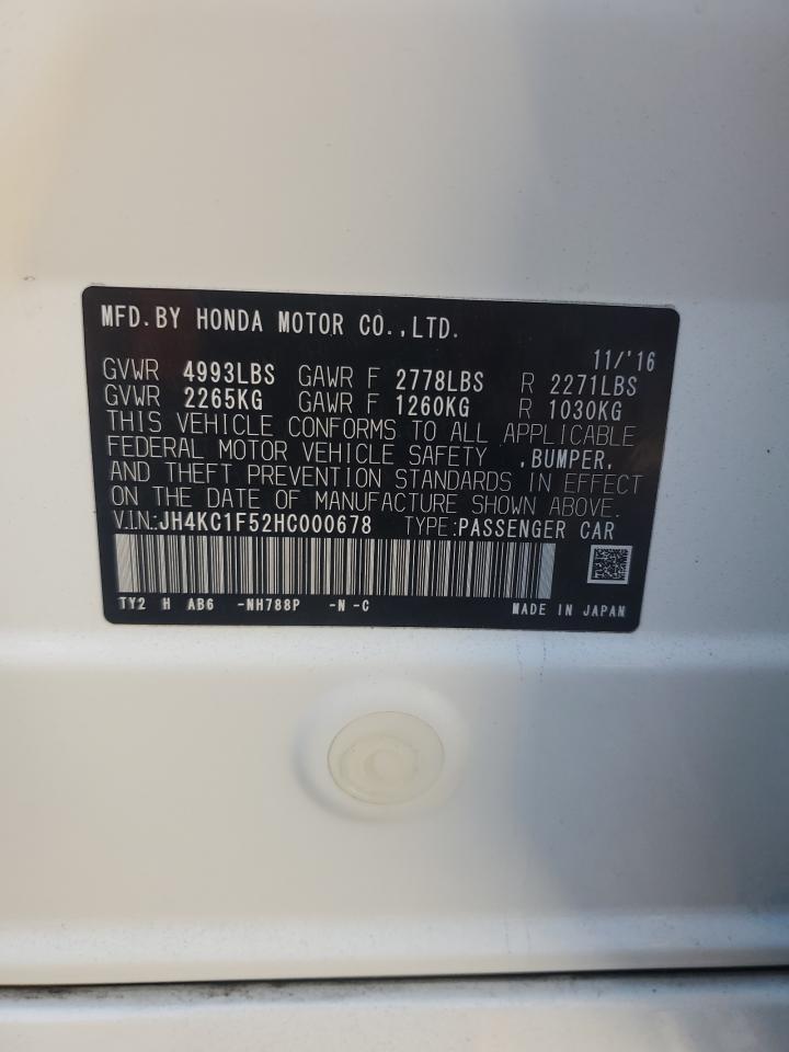 2017 Acura RLX VIN JH4KC1F52HC000678 Copart auction photo, rear end damage thumbnail 13
