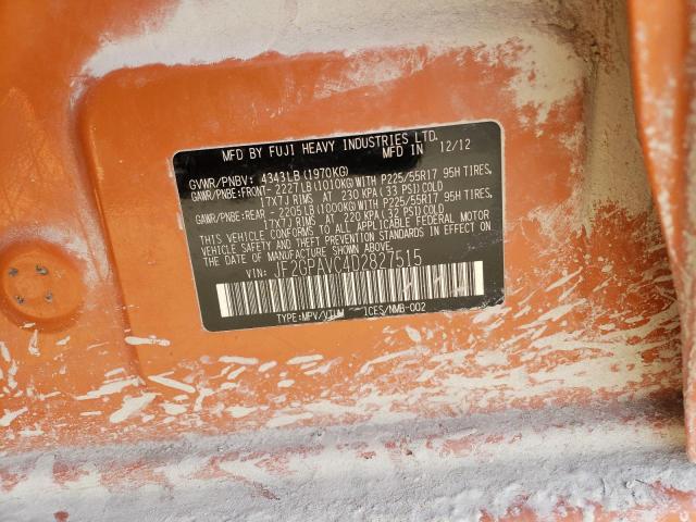 2013 Subaru XV VIN JF2GPAVC4D2827515 Copart auction photo, front end / mechanical damage thumbnail 12