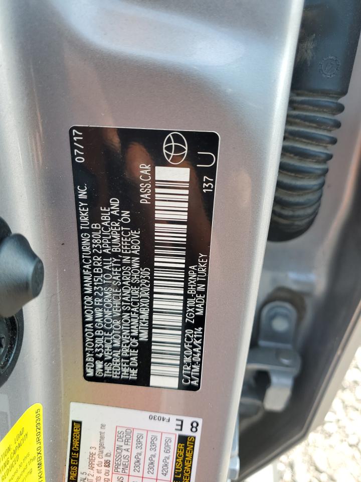 2018 Toyota C-HR VIN NMTKHMBX0JR029305 Copart auction photo, front end damage thumbnail 15