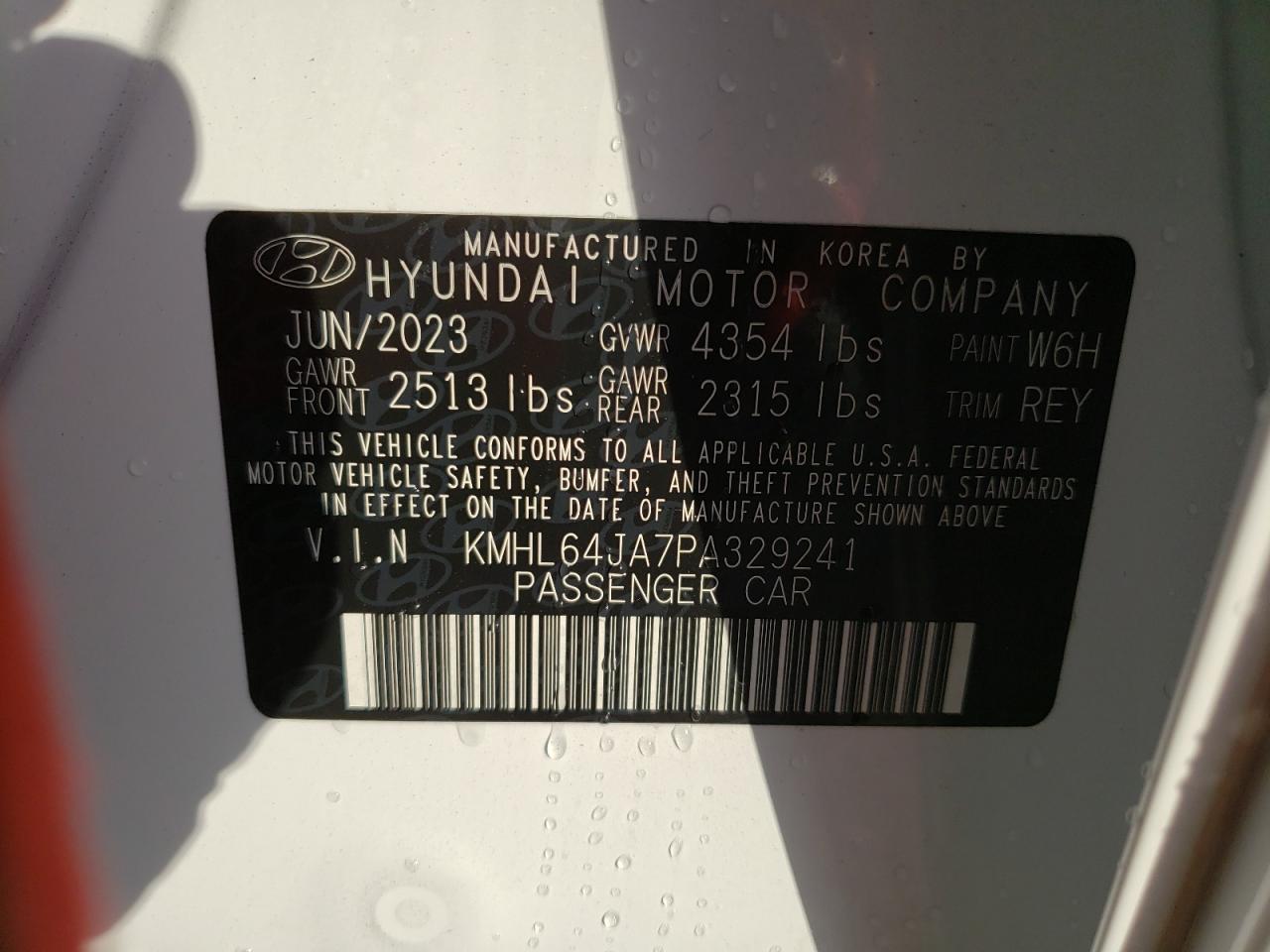 2023 Hyundai Sonata VIN KMHL64JA7PA329241 Copart auction photo, rear end / minor dent/scratches damage thumbnail 13