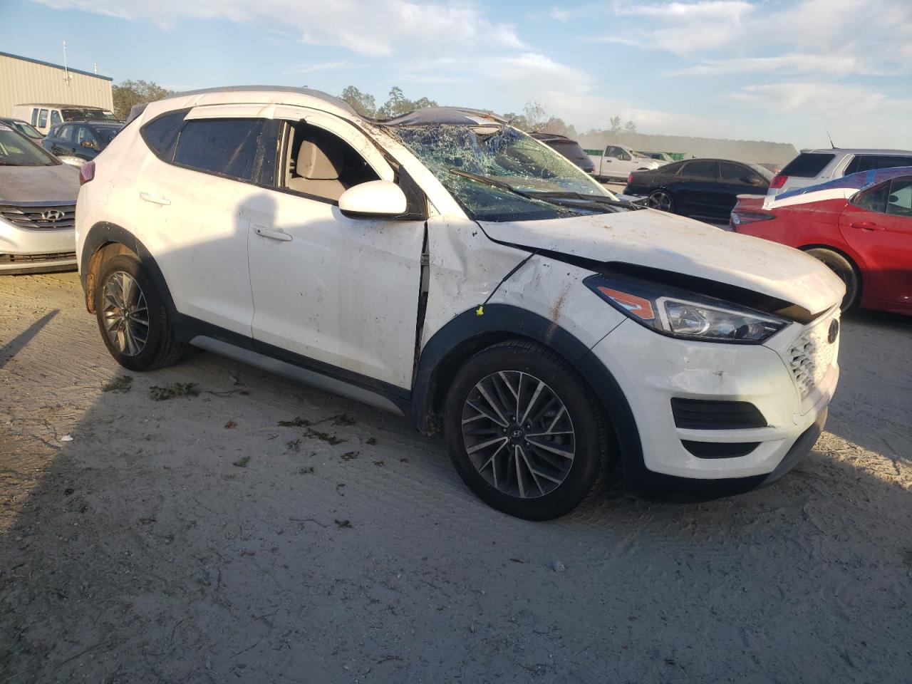 2021 Hyundai Tucson VIN KM8J33AL3MU332949 Copart auction photo, top/roof damage thumbnail 4