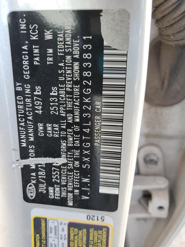 2019 KIA Optima VIN 5XXGT4L32KG283831 Copart auction photo, front end damage thumbnail 12