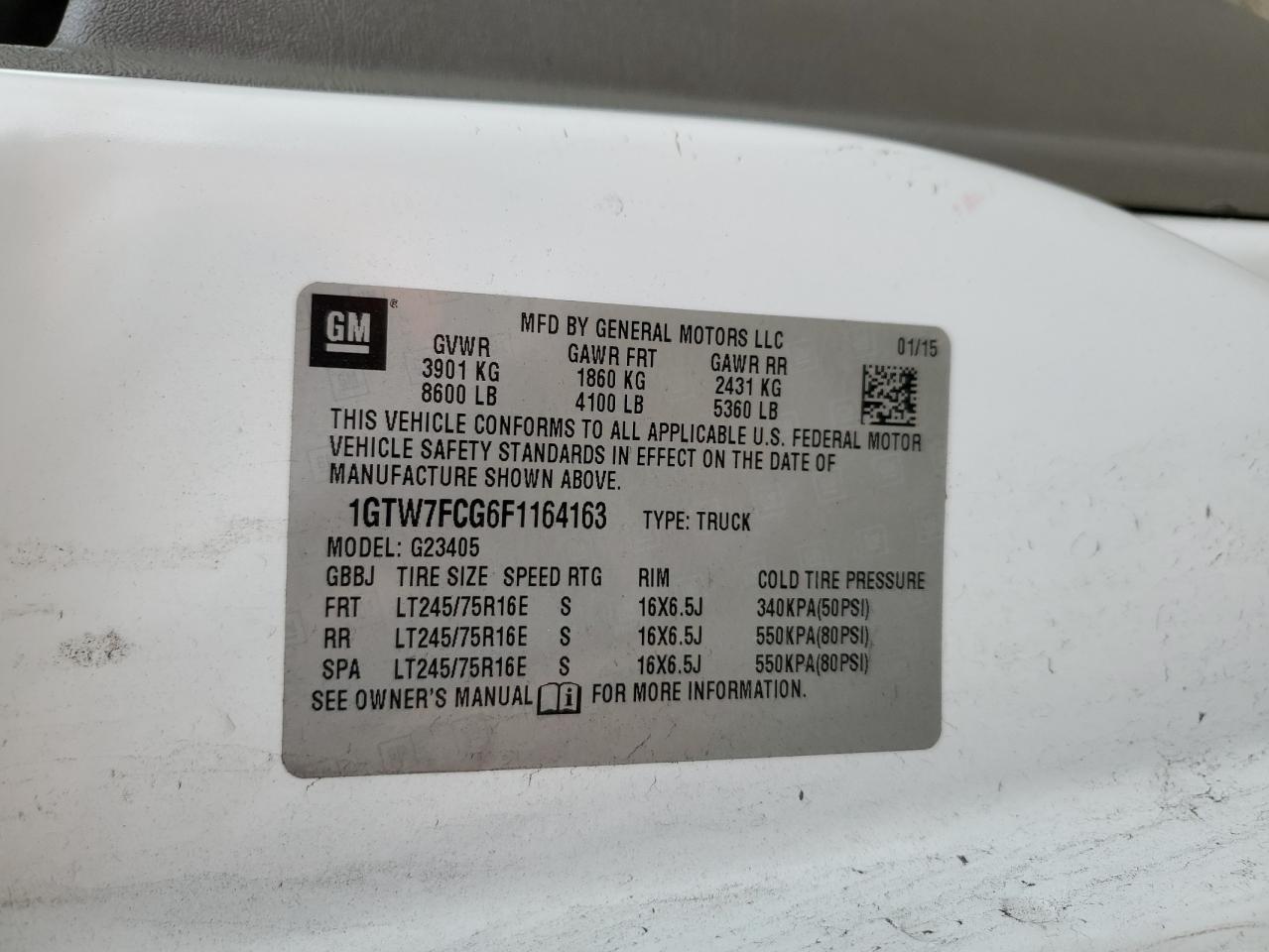 2015 GMC Savana VIN 1GTW7FCG6F1164163 Copart auction photo, all over / undercarriage damage thumbnail 13