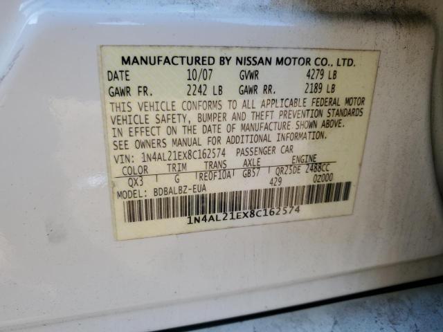 2008 Nissan Altima VIN 1N4AL21EX8C162574 Copart auction photo, rear end damage thumbnail 12
