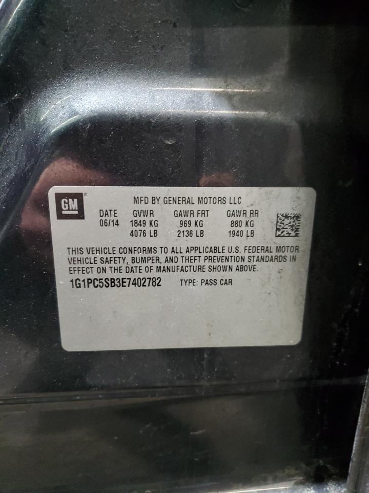2014 Chevrolet Cruze VIN 1G1PC5SB3E7402782 Copart auction photo, rear end / side damage thumbnail 12