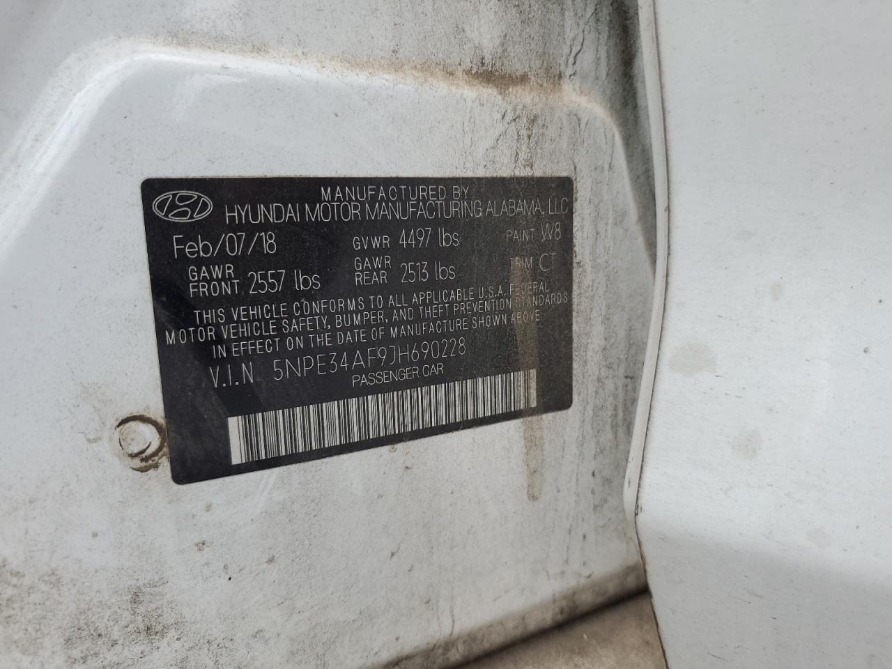 2018 Hyundai Sonata VIN 5NPE34AF9JH690228 Copart auction photo, front end damage thumbnail 12