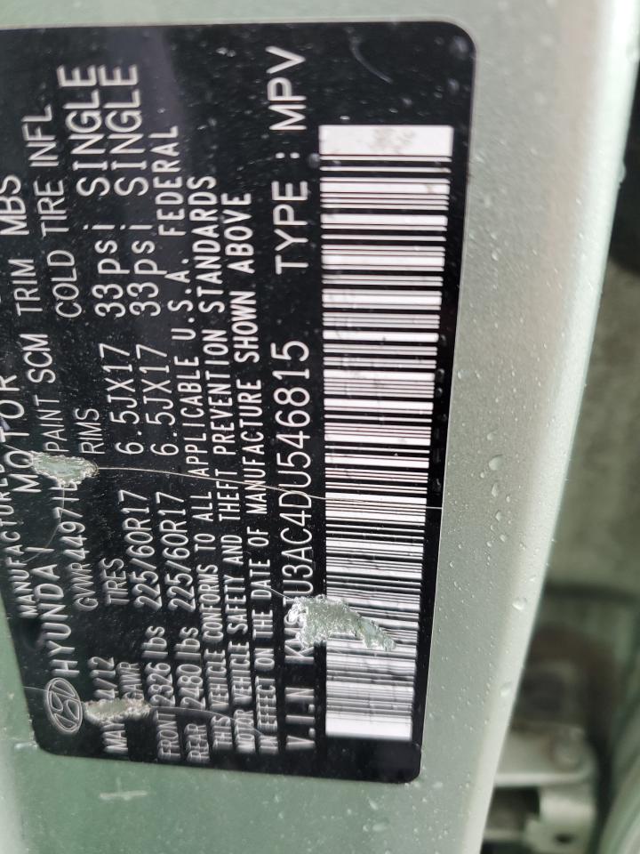 2013 Hyundai Tucson VIN KM8JU3AC4DU546815 Copart auction photo, rollover damage thumbnail 13