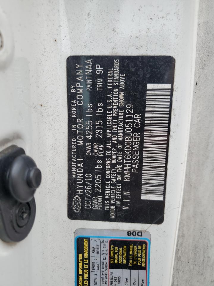 2011 Hyundai Genesis VIN KMHHT6KD0BU051129 Copart auction photo, front end / rear end damage thumbnail 12