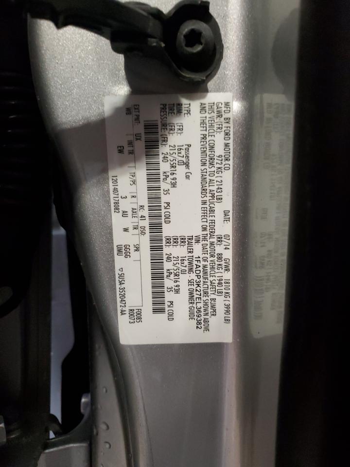 2014 Ford Focus VIN 1FADP3K27EL369382 Copart auction photo, rear end damage thumbnail 12