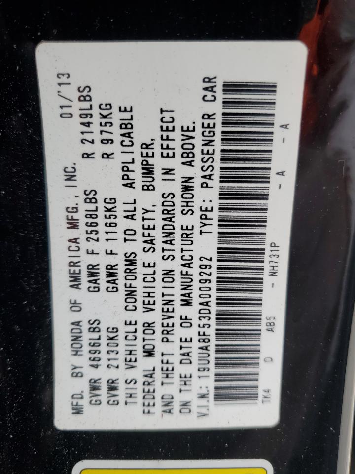 2013 Acura TL VIN 19UUA8F53DA009292 Copart auction photo, front end damage thumbnail 12