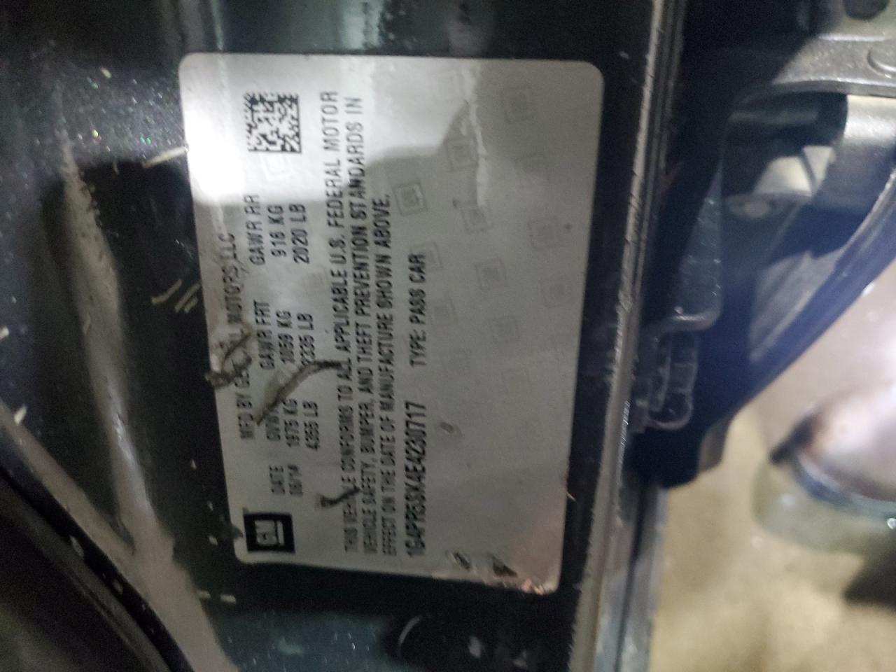 2014 Buick Verano VIN 1G4PR5SK4E4230717 Copart auction photo, front end / side damage thumbnail 12