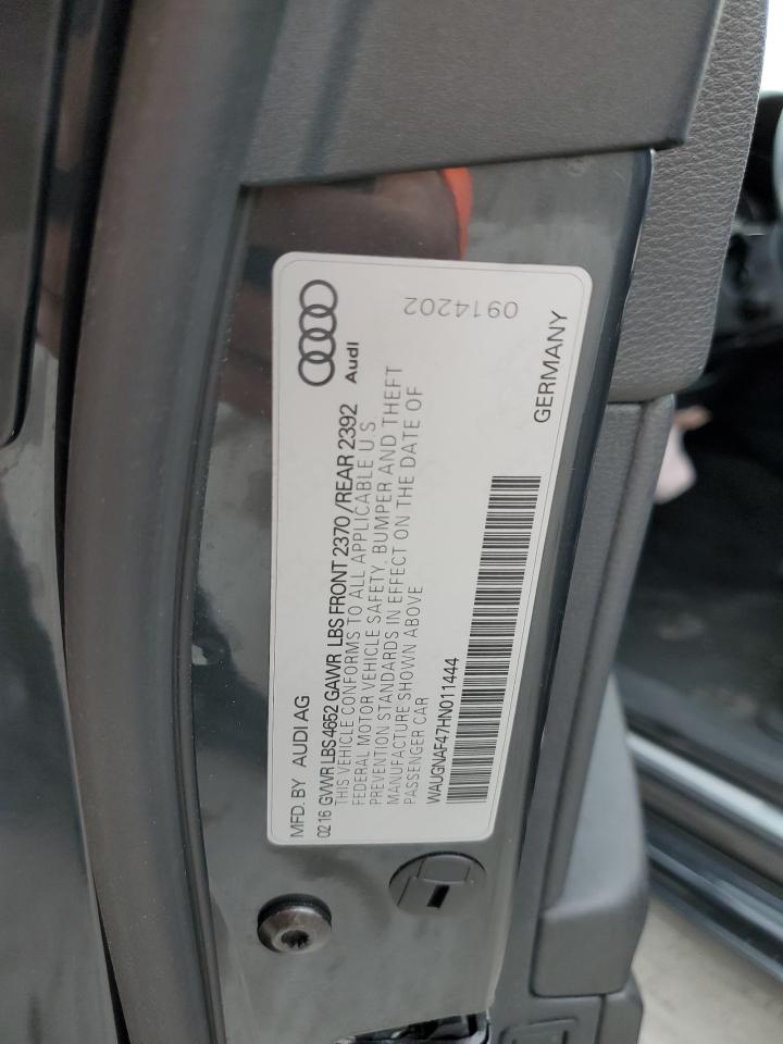 2017 Audi A4 VIN WAUGNAF47HN011444 Copart auction photo, front end damage thumbnail 14