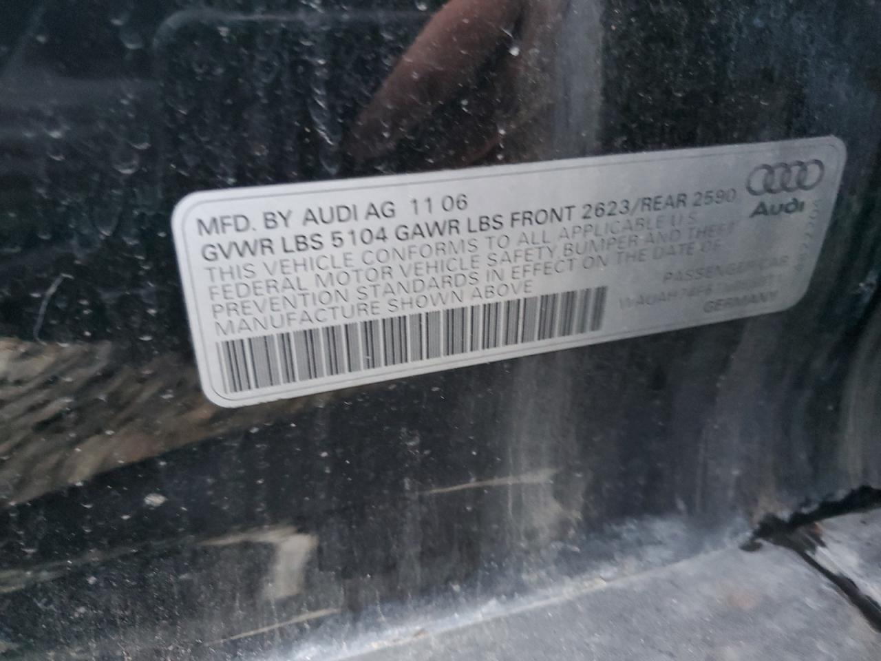 2007 Audi A6 VIN WAUAH74F67N086011 Copart auction photo, side / rear end damage thumbnail 13