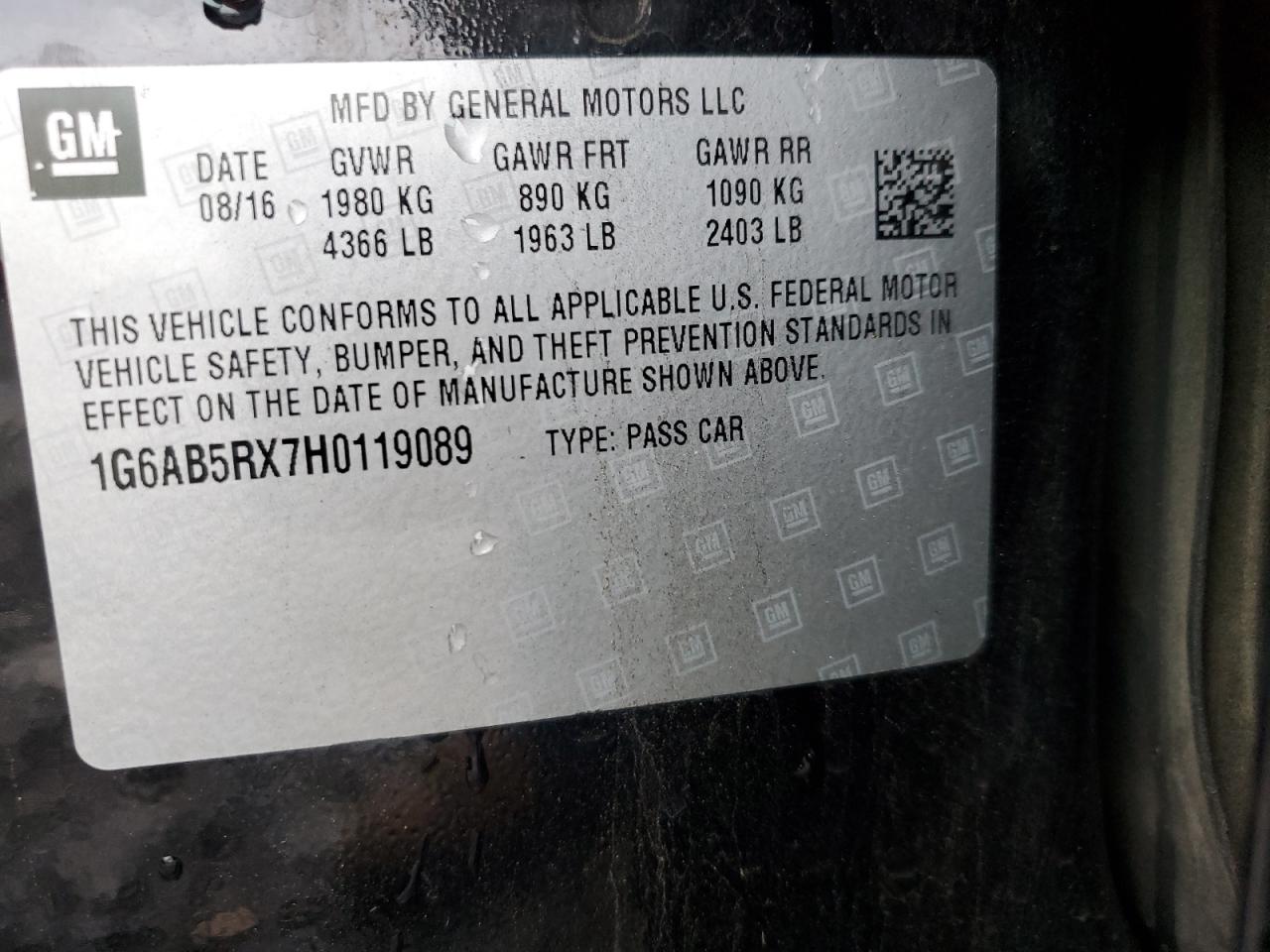 2017 Cadillac ATS VIN 1G6AB5RX7H0119089 Copart auction photo, front end damage thumbnail 13