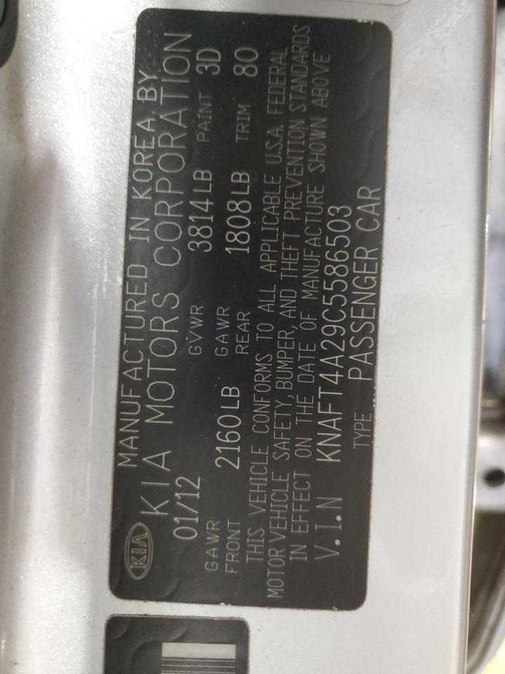 2012 KIA Forte VIN KNAFT4A29C5586503 Copart auction photo, front end damage thumbnail 12