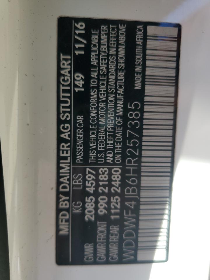 2017 Mercedes-Benz C-klasse VIN WDDWF4JB6HR257385 Copart auction photo, front end damage thumbnail 15