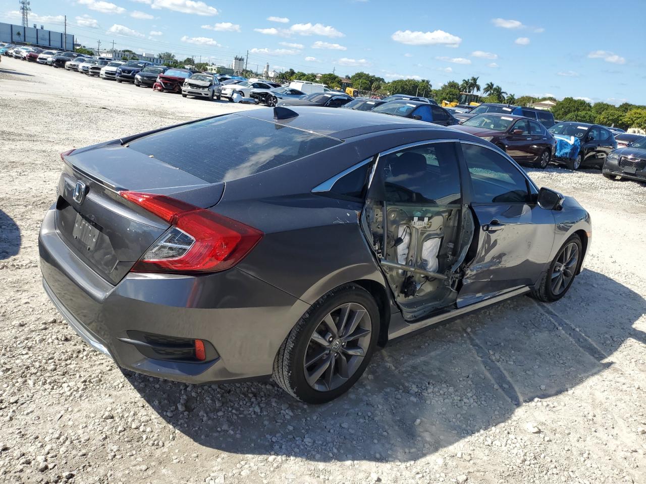 2019 Honda Civic VIN 19XFC1F3XKE008979 Copart auction photo, side damage thumbnail 3