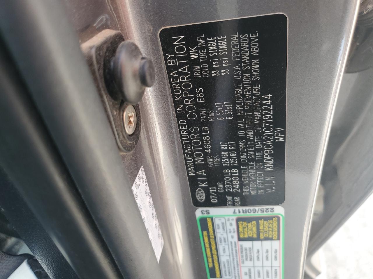 2012 KIA Sportage VIN KNDPBCA21C7192244 Copart auction photo, front end damage thumbnail 15