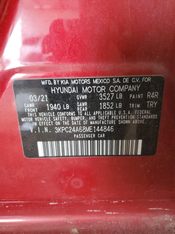 2021 Hyundai Accent VIN 3KPC24A68ME144846 Copart auction photo, front end damage thumbnail 12