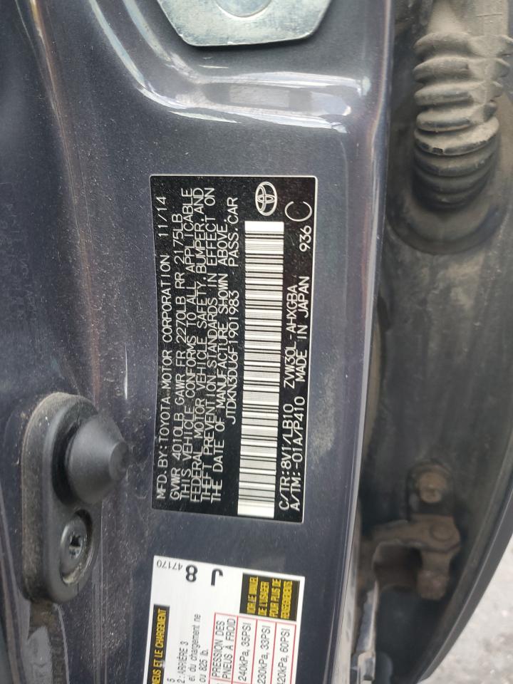 2015 Toyota Prius VIN JTDKN3DU6F1901983 Copart auction photo, front end damage thumbnail 12