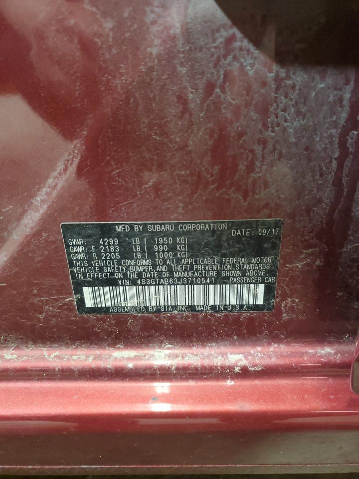 2018 Subaru Impreza VIN 4S3GTAB63J3710541 Copart auction photo, side damage thumbnail 12