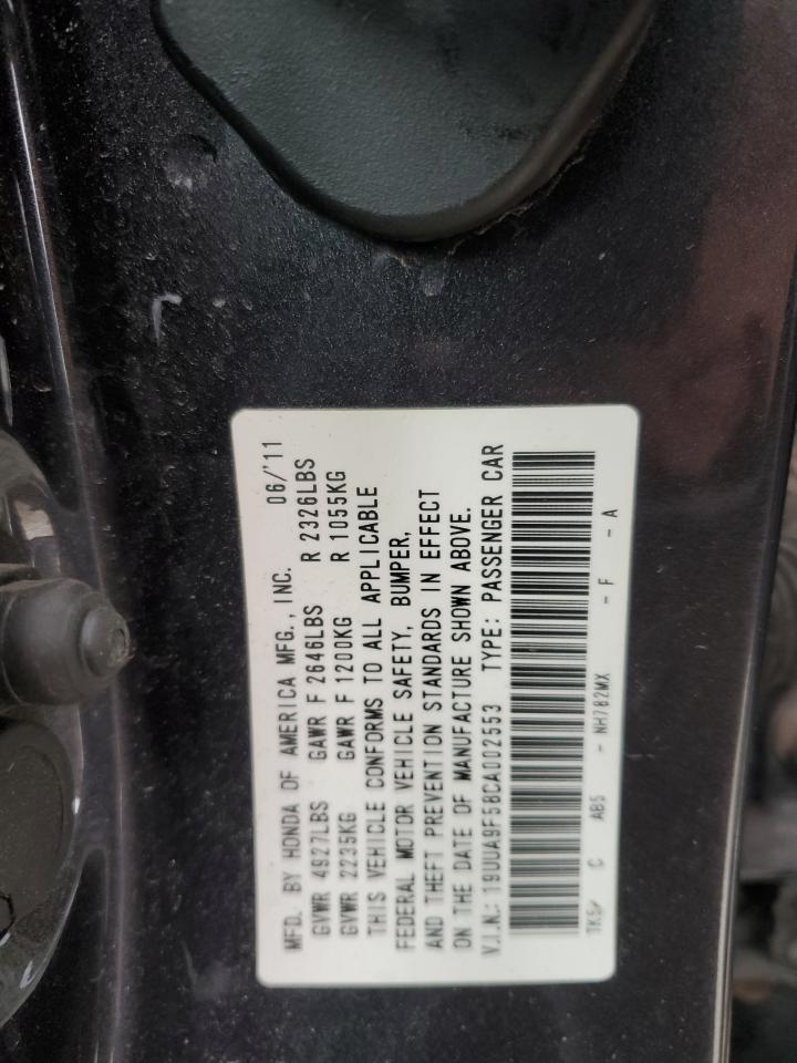 2012 Acura TL VIN 19UUA9F58CA002553 Copart auction photo, rear end damage thumbnail 12