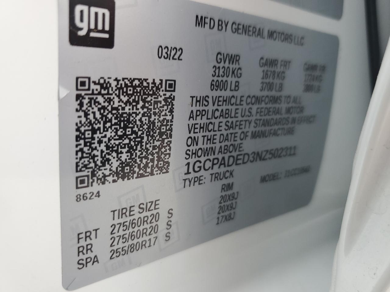 2022 Chevrolet Silverado VIN 1GCPADED3NZ502311 Copart auction photo, all over damage thumbnail 13