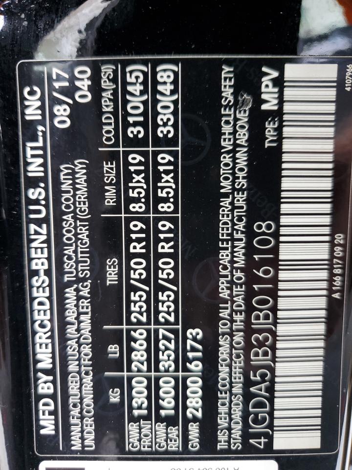 2018 Mercedes-Benz GLE VIN 4JGDA5JB3JB016108 Copart auction photo, front end damage thumbnail 14