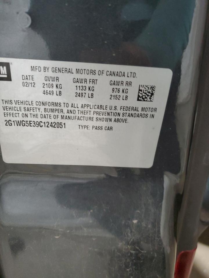 2012 Chevrolet Impala VIN 2G1WG5E39C1242051 Copart auction photo, front end / side damage thumbnail 13